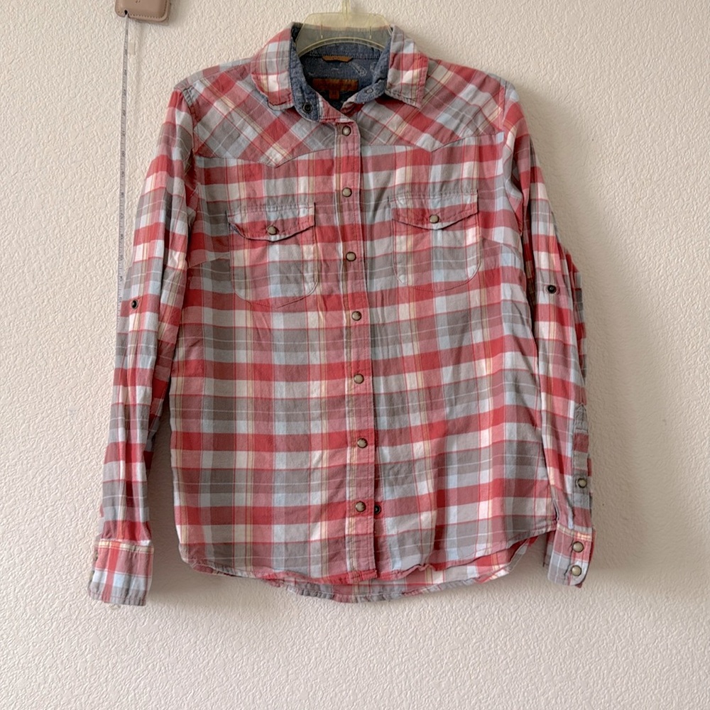 JACH’S GIRLFRIEND Plaid Flannel Western Shirt Pearl Snap Front | extra Small